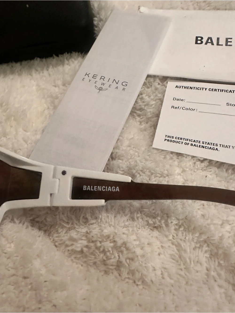Balenciaga White Frame Sunglasses with Blue Mirrored Lenses
